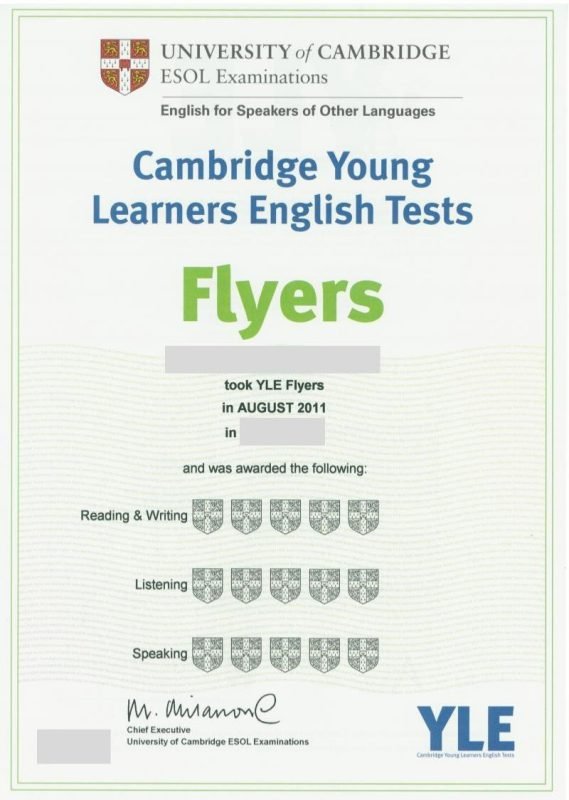 Mẫu chứng chỉ Flyers Mẫu chứng chỉ Flyers