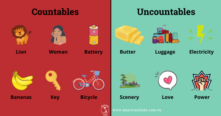 Một số từ vựng Countable and Countable nouns